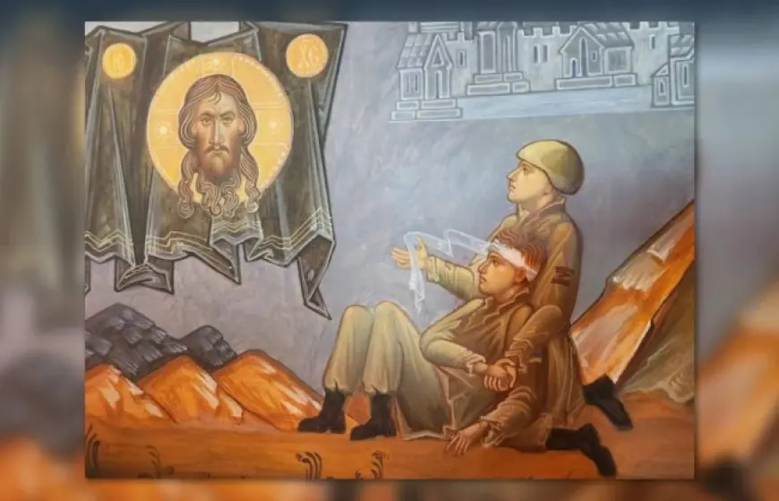 Релігія як інструмент пропаганди: у "рф" в храмі Валаамського монастиря з’явилася фреска, на якій військовий із символом Z перев’язує голову українському бійцю