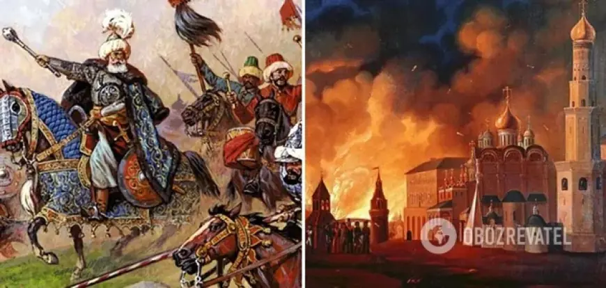 Повністю спалена Москва, татарами взята. Кремль платив данину"історично російському" до 1700 р.