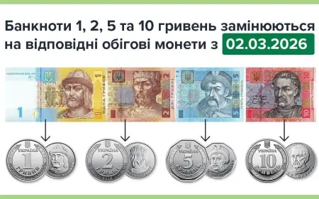 Із 2 березня паперові 1, 2, 5 та 10 грн виводять з обігу