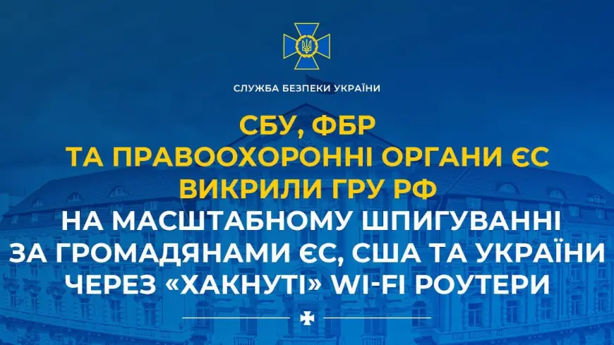 СБУ, ФБР та правоохоронні органи ЄС викрили гру "рф" на масштабному шпигуванні за громадянами ЄС, США та України через "хакнуті" Wi-Fi роутери